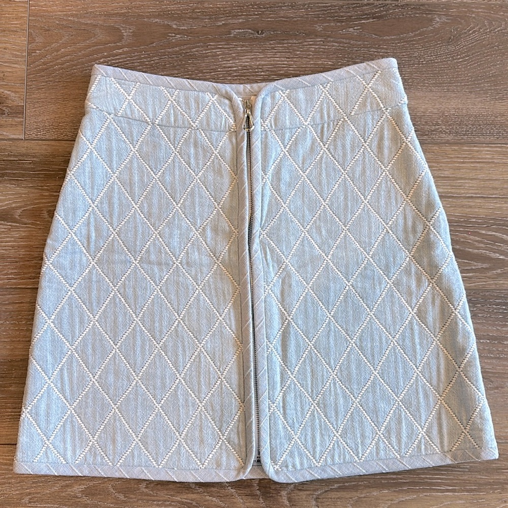 Sandro Cream Quilted Mini Skirt
